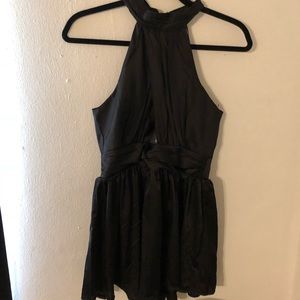 LF Black Silk Criss Cross Romper